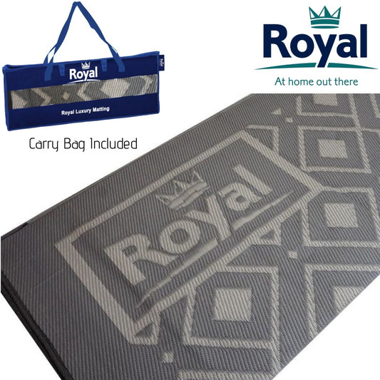 Royal Leisure Luxury Matting 8.0 x 2.5m - Grey(Diamonds) Breathable and Eco-friendlywith Deluxe carry bag